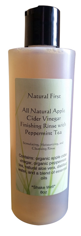 Natural First Organic Apple Cider Vinegar Finishing Rinse w/Peppermint for Moisturizing, Stimulating, and Cleansing