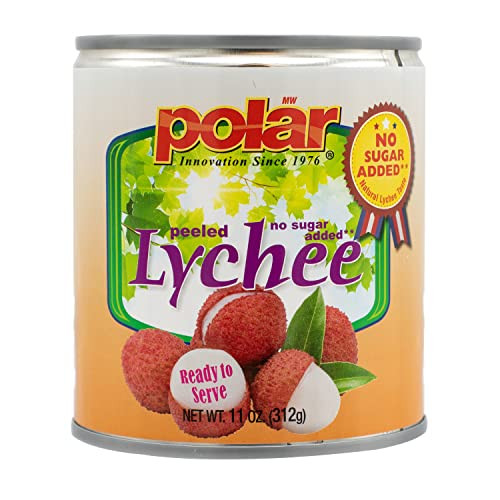 MW Polar Lychee Cans  No Sugar Added, Peeled & Pitted Asian Fruit, 11 oz Cans (Pack of 1)  Gluten-Free, Non-GMO, BPA-Free