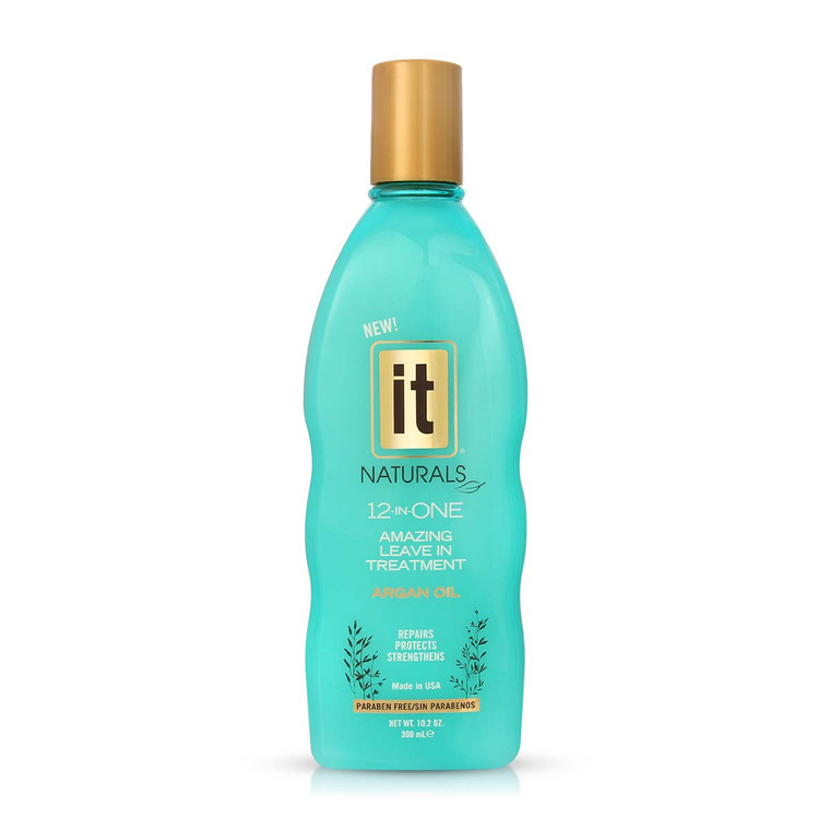IT Naturals Argan Oil 12-In-One Amazing Leave In Treatment, 10.2oz - Repairs, Protects & Strengthen Hair Split Ends & Breakage - for All Hair Types -