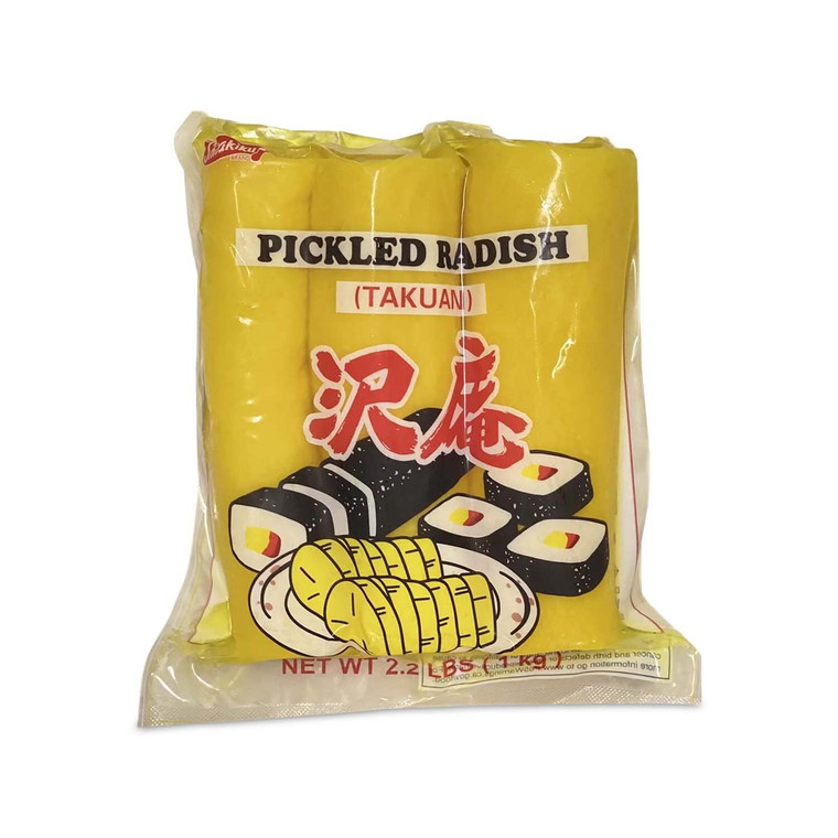 Shirakiku Pickled Radish Takuwan | Japanese Pickle with Sulfites | Ideal for Asian Sushi, Bento Boxes, Sandwiches, and Salads | (3-piece) Pack of 1,