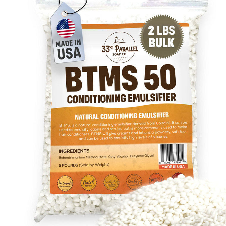 33rd PARALLEL | BTMS 50 (2 lbs / 32 oz) Bulk Conditioning Emulsifier | 100% Natural Plant Derived | Behentrimonium Methosulfate Cetearyl Alcohol Emul