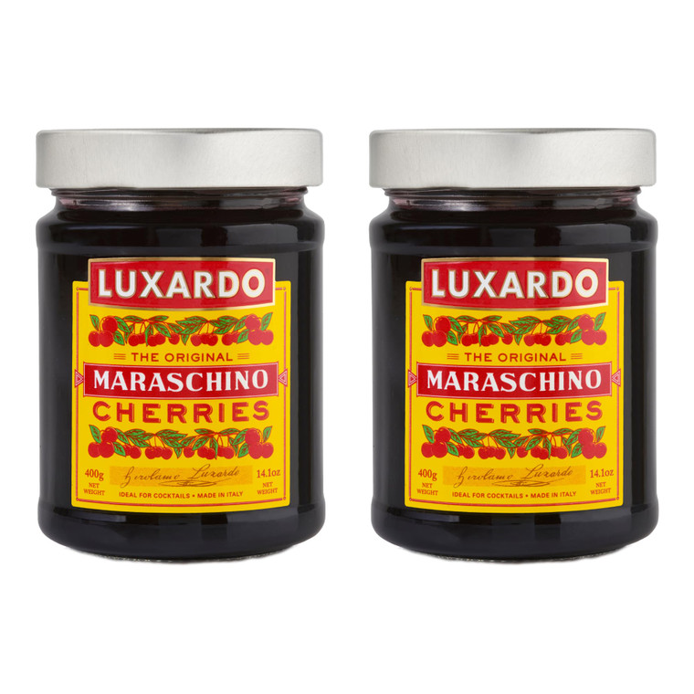 Luxardo Gourmet Cocktail Maraschino Cherries | for Old Fashioned, Manhattan and Desserts, 400G Jar. [Pack of 2]