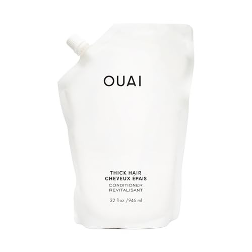 OUAI Thick Hair Conditioner Refill - Moisturizing Conditioner for Dry, Frizzy Hair - Keratin, Marshmallow Root, Shea Butter and Avocado Oil - Paraben