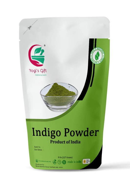 INDIGO POWDER for Hair Dye | With FREE GLOVES and HEAD CAP| Ideal for Black and Dark Hair | Indigofera Tinctoria | Black Henna | 8 oz (227 grams) | N