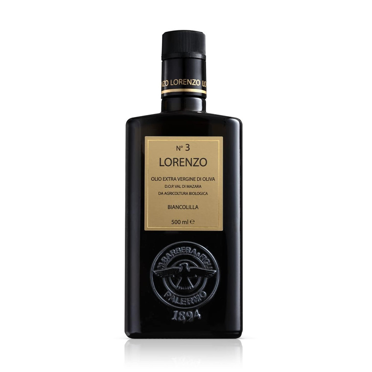 Barbera Lorenzo #3 Organic Extra Virgin Olive Oil PDO Val di Mazara, Fruity, Cold Extracted Authentic Sicilian Olive Oil, Fresh Harvest Imported Oliv