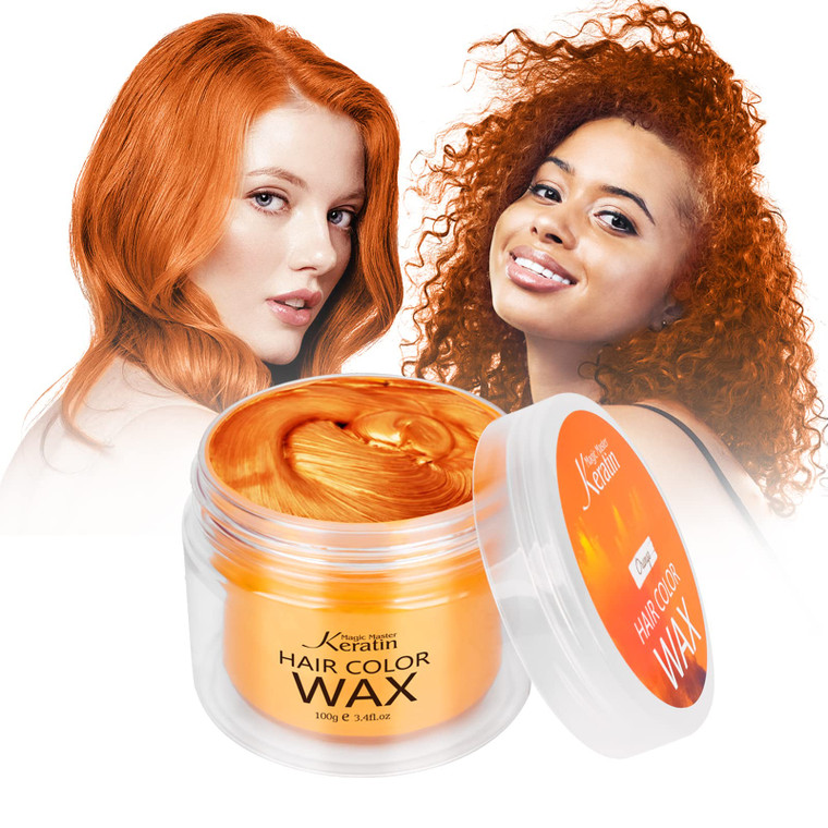 Hair Wax Color Orange, Magic Master Keratin Temporary Hair Color Dye for Color Treated Hair Natural Styling Instant Kids Mud Cream Gel Girl Gifts, Pa