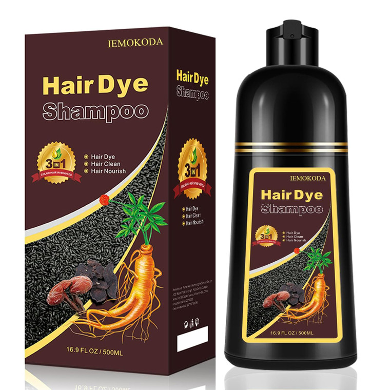 Chestnut Brown Hair Dye Shampoo 3-in-1, Instant & Long-lasting Hair Color Shampoo in Minutes, Gray Hair Coverage for Men & Women, Natural Shampoo Hai
