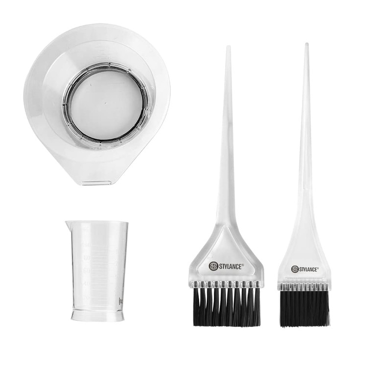 STYLANCE 4pc Professional Salon Hair Dye Kit - Bleaching, Dyeing, Mixing Bowl, Measuring Cup, Coloring Tools for DIY Salon