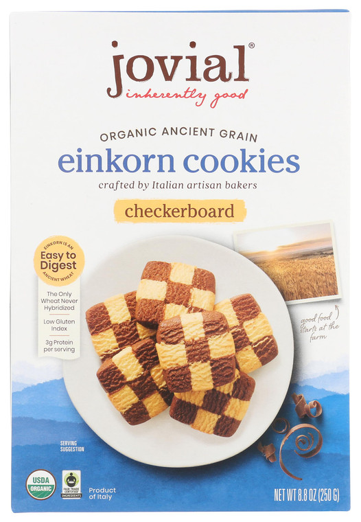 Jovial Organic Einkorn Checkerboard Cookies - Organic Cookies, High Protein, Fair Trade Certified, All Natural Ingredients, Low Carb, Low Sugar, Palm