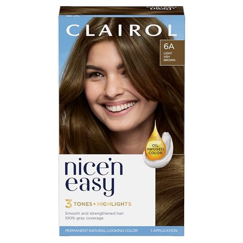 Clairol Nice'n Easy Permanent Hair Dye, 6A Light Ash Brown Hair Color, Pack of 1