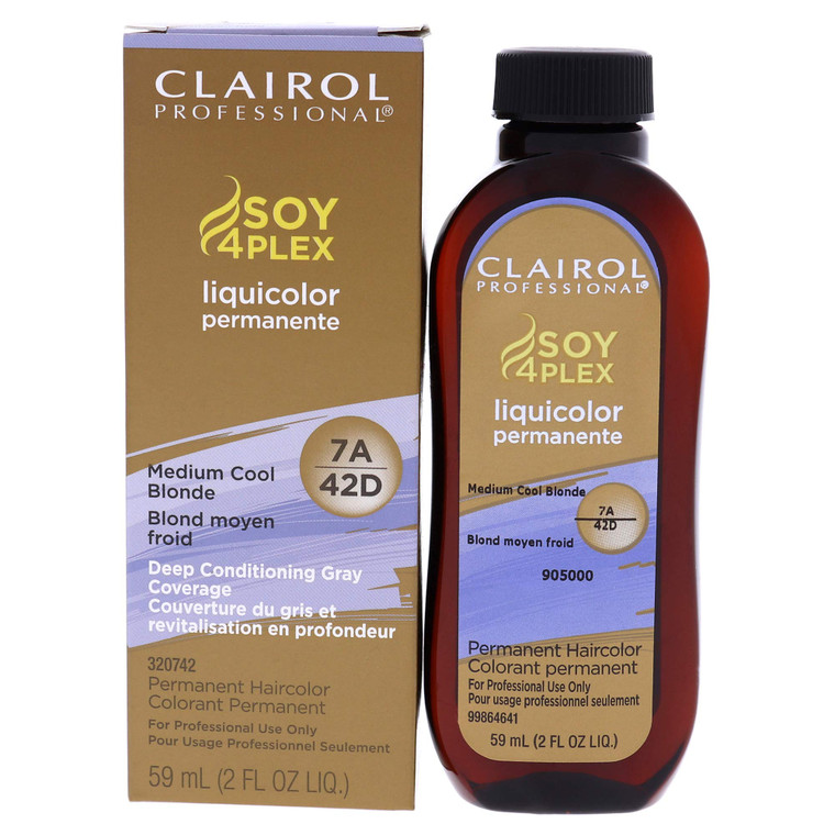 Clairol Professional Permanent Liquicolor, 7a Medium Cool Blonde, 2 oz. - Packaging May Vary