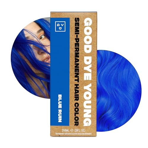 Good Dye Young Semi-Permanent Hair Color, Vegan and Cruelty-Free Blue Hair Dye, Last up to 24 Washes, Non-Damaging Conditioning Hair Color (5FL OZ, B