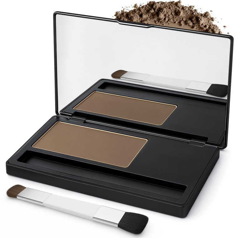 Premium Root Touch-Up Hair Color Powder for Women - Gray Coverage Hairline Concealer Light Brown - Built-in Applicator Brush - Long Lasting Sweat & W