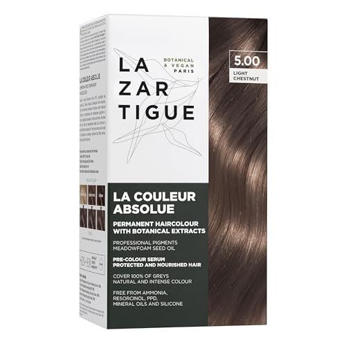 Lazartigue La Couleur Absolue, Permanent Hair Color with Botanical Extracts, Light Chestnut, Full Grey Coverage Coloring Kit, Vegan, Cruelty-Free, Am