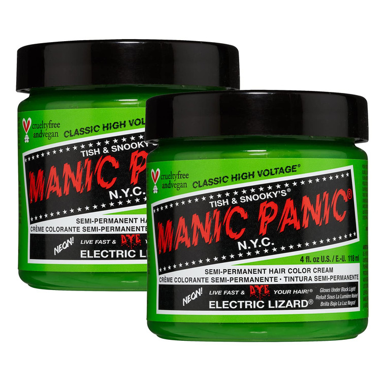 MANIC PANIC Classic Electric Lizard Semi Permanent Hair Color - Bright Neon Green Hair Dye for Women & Men That Lasts 4-6 Weeks - Vegan, Ammonia & Cr