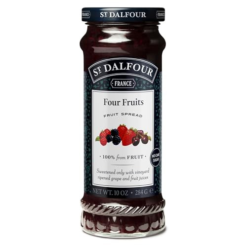 St. Dalfour Four Fruits Fruit Spread - 10oz - 100% from Fruit, No Artificial Ingredients, Non-GMO, No Cane Sugars, All Natural, Made in France