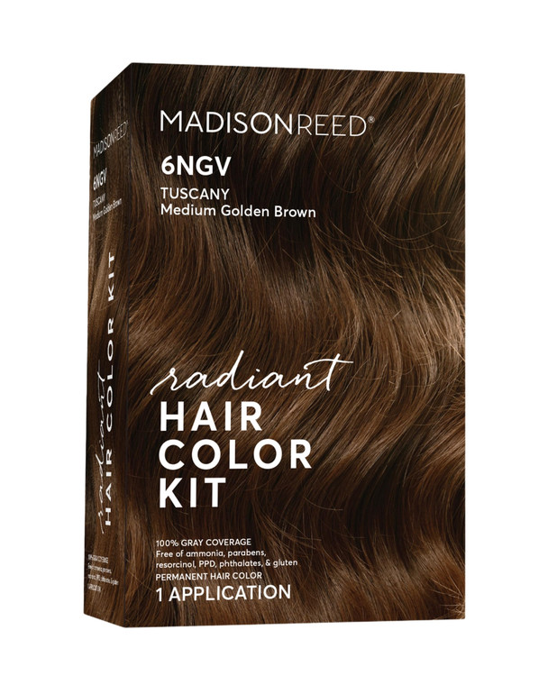 Madison Reed Radiant Hair Color Kit - 6NGV Medium Golden Brown (Tuscany Brown), Dimensional Gray Hair Blending Permanent Hair Dye, PPD-Free & Ammonia