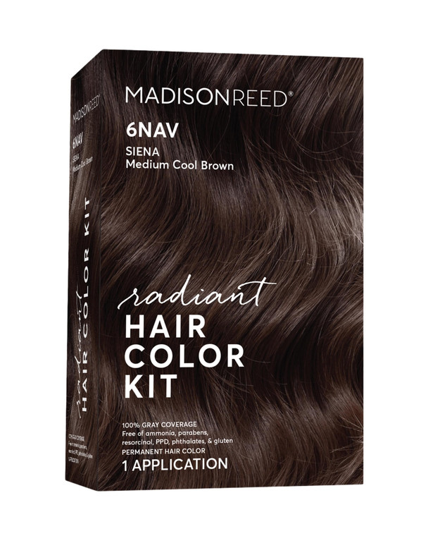 Madison Reed Radiant Hair Color Kit - 6NAV Medium Cool Brown (Siena Brown), Dimensional Gray Hair Blending Permanent Hair Dye, PPD-Free & Ammonia-Fre