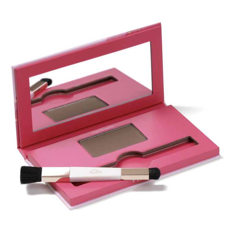 eSalon Root Touch Up + Brow Powder, Conceal & Cover (Light Brunette) - Hairline Powder for Women - Scalp Concealer & Filler for Thinning & Gray Hair