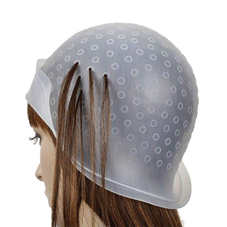 Reusable Silicone Hair Staining Cap Multicolor Hair Dyeing Cap with Metal Hooks