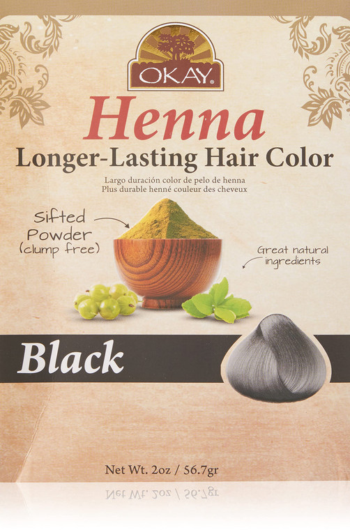 OKAY Pure Naturals Henna Hair Dye - Natural Black Henna Hair Dye with Indigo for Men and Women, Powder to Cover Gray Color, Beard Tint, Easy to Use C