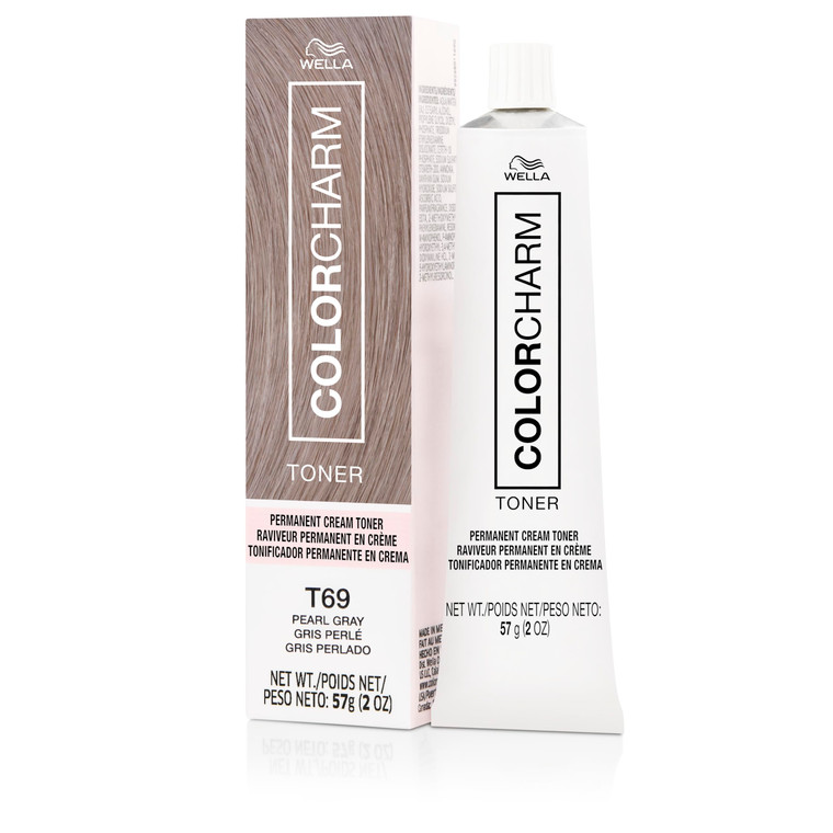 COLORCHARM Permanent Cream Toner | Neutralize Brass | Free of Animal-Derived Ingredients, Parabens & Gluten Free | T69 Pearl Gray | 2 oz