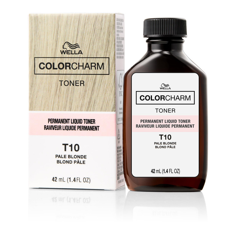 COLORCHARM Permanent Liquid Toners | Neutralize Brass | Free of Parabens | Vegan | T10 Pale Blonde | 1.4 Fl Oz