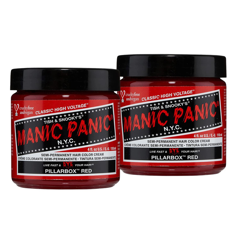 MANIC PANIC Classic Pillarbox Red Semi Permanent Hair Color - True Red Hair Dye for Women & Men That Lasts 4-6 Weeks - Vegan, Ammonia & Cruelty-Free