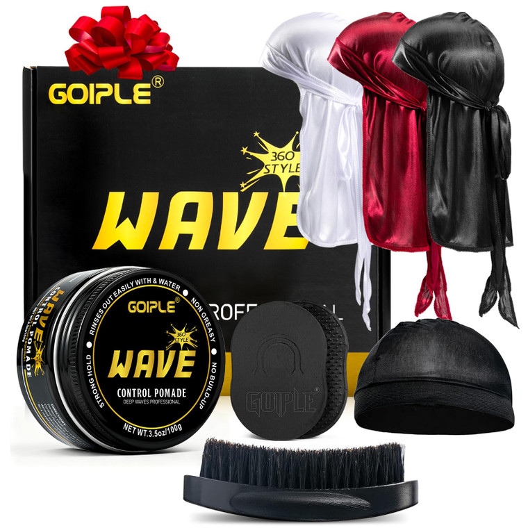 Goiple Wave Pomade for Men Strong Hold Easy Wash 360 Wave Training Hair Cream, Waves Grease for Men Promotes Layered Waves, Moisture, Control and Sil