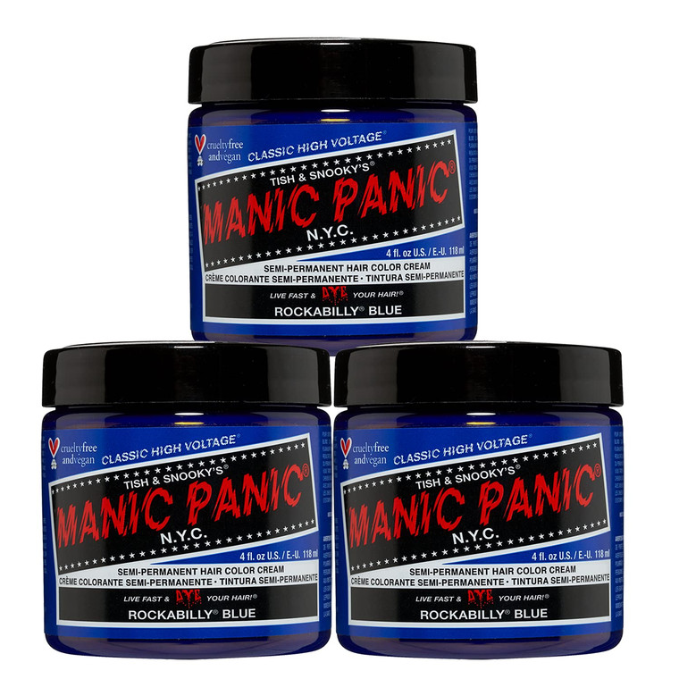 MANIC PANIC Classic Rockabilly Blue Semi Permanent Hair Color - True Neutral Blue Hair Dye for Women & Men That Lasts 4-6 Weeks - Vegan, Ammonia & Cr