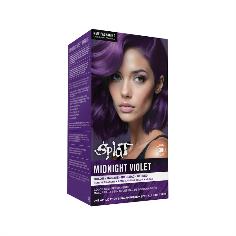 Splat Hair Splat Rebellious Colors 30 Wash No Bleach Needed Hair Color Kit, Midnight Violet, 6 Oz