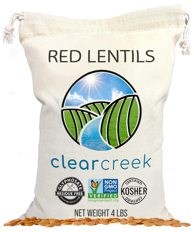CLEAR CREEK Certified Glyphosate Residue Free Red Lentils | 4 LB | Non-GMO | Kosher | Vegan