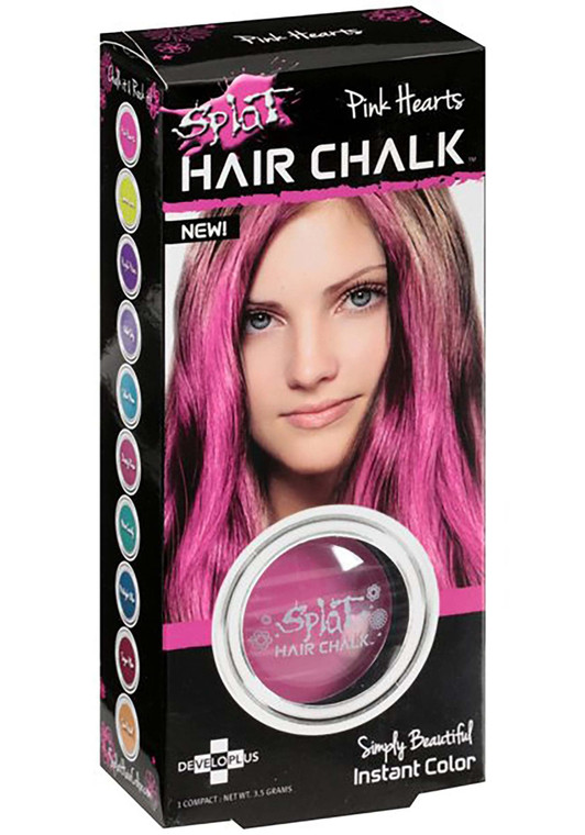 Splat Pink Hearts Hair Chalk, 1 Compact, Temporary Hair Color Glides on Easily for Fun Pops of Color, Washable Hair Color Chalk Shampoos Out, Cruelty