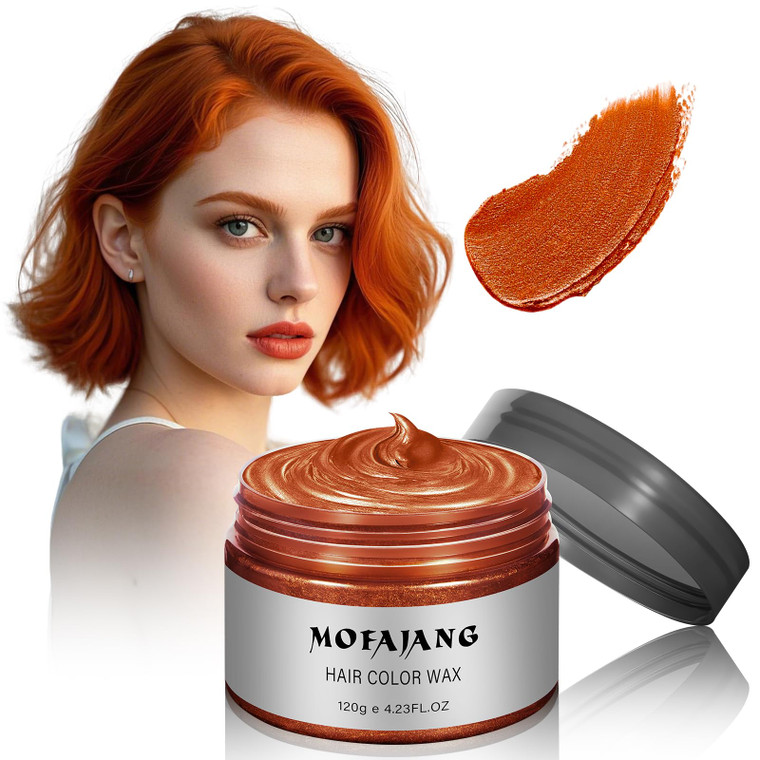 Orange Hair Spray, 4.23 Ounces Temporary Hair Color Wax, Natural Washable Hair Wax Color Spray, Kids Women Temporary Hair Dye Wax Pomades Clays for C