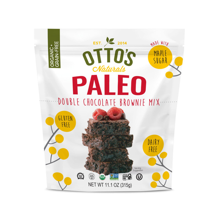 Otto's Naturals Grain-Free Paleo Double Chocolate Brownie Mix, 11.1 Oz., Top 9 Allergen-Free, Versatile for Baked Treats, Made with Organic Cassava F