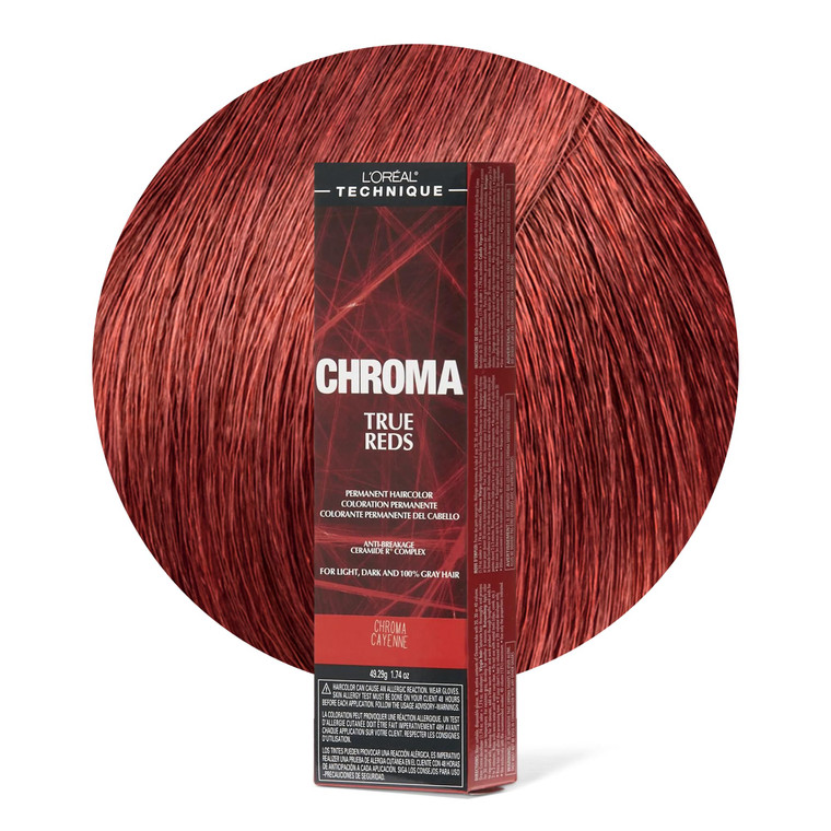 L'OREAL TECHNIQUE Chroma True Reds Permanent Hair Color - Red Dye For Long-Lasting Color, For Light, Dark and Gray Hair, Cayenne
