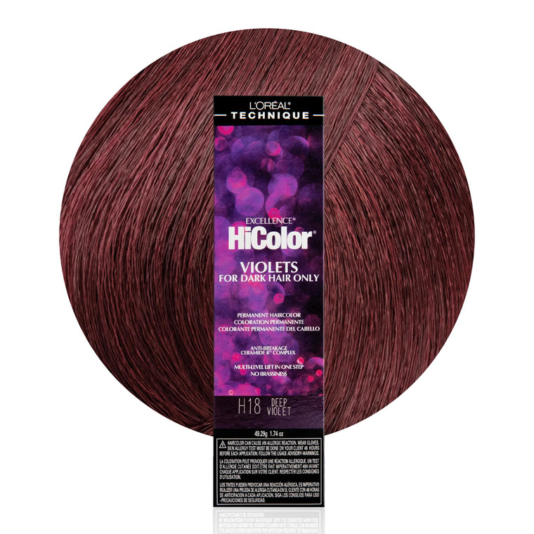 L'OREAL TECHNIQUE HiColor Violet & Black Shades Permanent Hair Color - Anti-Breakage Ceramide R Complex, Multi-Lift With No Brassiness, For Dark Base