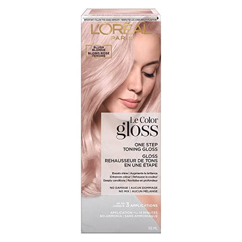 LOréal Paris Le Color Gloss One Step In-Shower Toning Hair Gloss, Neutralizes Brass, Conditions & Boosts Shine, Blush Blonde, 4 fl oz