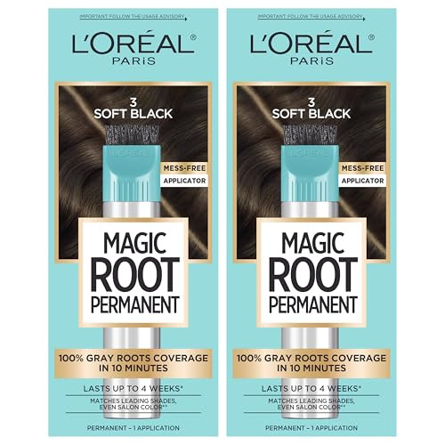 L'Oreal Paris Magic Root Rescue 10 Minute Root Hair Coloring Kit, Permanent Hair Color with Quick Precision Applicator, 100 percent Gray Coverage, 3