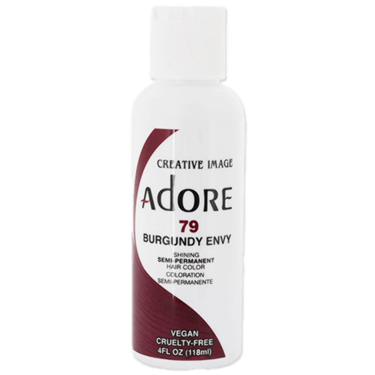 Adore Semi Permanent Hair Color (079 Burgundy Envy) | Vegan & Cruelty-Free Red Hair Dye | No Ammonia, No Peroxide, No Alcohol | 4 Fl Oz
