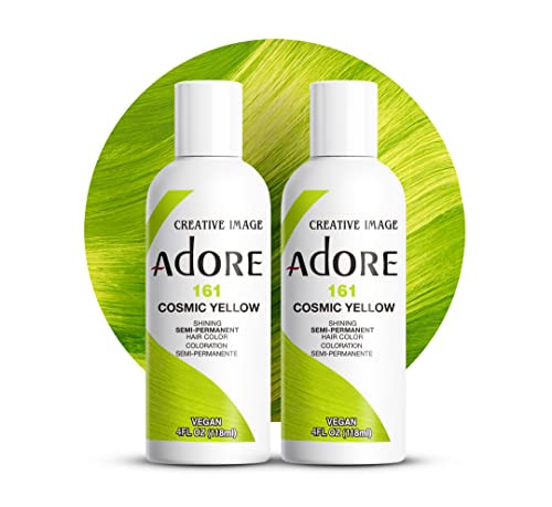 Adore Semi Permanent Hair Color (161 Cosmic Yellow) (2 Pack) | Vegan & Cruelty-Free Yellow Hair Dye | No Ammonia, No Peroxide, No Alcohol | 4 Fl Oz