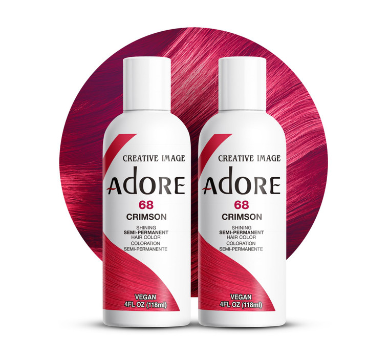 Adore Semi Permanent Hair Color (068 Crimson) (2 Pack) | Vegan & Cruelty-Free Red Hair Dye | No Ammonia, No Peroxide, No Alcohol | 4 Fl Oz