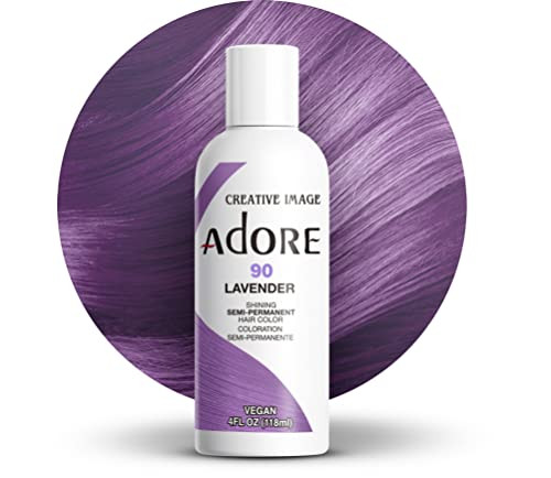 Adore Semi Permanent Hair Color (090 Lavender) | Vegan & Cruelty-Free Purple Hair Dye | No Ammonia, No Peroxide, No Alcohol | 4 Fl Oz