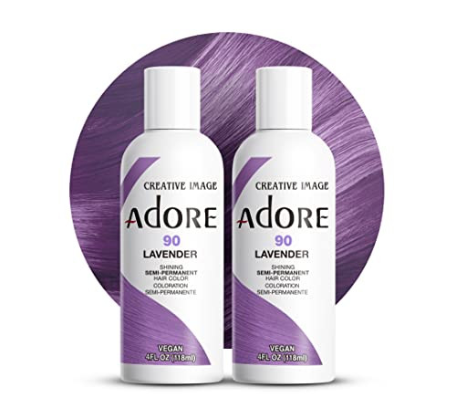 Adore Semi Permanent Hair Color (090 Lavender) (2 Pack) | Vegan & Cruelty-Free Purple Hair Dye | No Ammonia, No Peroxide, No Alcohol | 4 Fl Oz