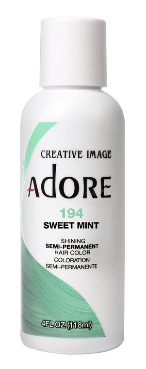 Adore Semi Permanent Hair Color (194 Sweet Mint) | Vegan & Cruelty-Free Green Hair Dye | No Ammonia, No Peroxide, No Alcohol | 4 Fl Oz
