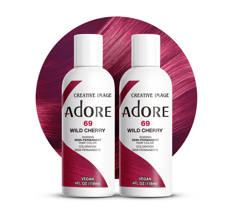 Adore Semi Permanent Hair Color (069 Wild Cherry) (2 Pack) | Vegan & Cruelty-Free Red Hair Dye | No Ammonia, No Peroxide, No Alcohol | 4 Fl Oz