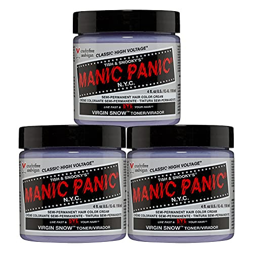 MANIC PANIC Virgin Snow - Classic High Voltage Semi-Permanent Blue Tinted Hair Coloring - Eliminates Brassy Tones, Vegan, PPD & Ammonia-Free for Wome