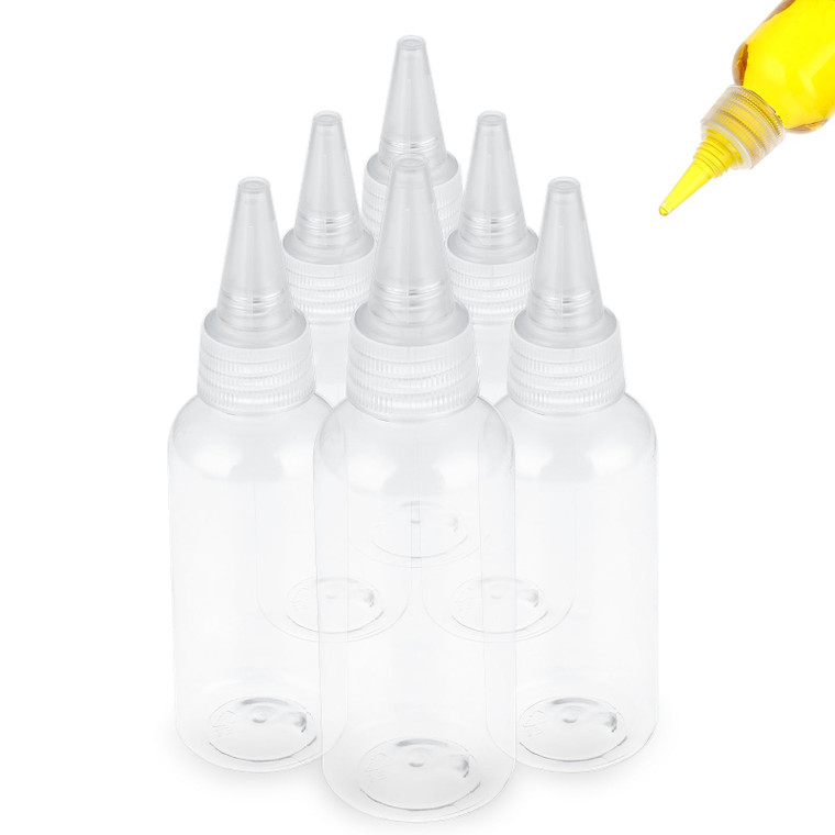 WLLHYF 2oz Applicator Bottle 6pcs Plastic Empty Squeeze Bottles Hair Color Applicator Bottle Transparent Refillable Oil Bottles for Hair Oils Liquids