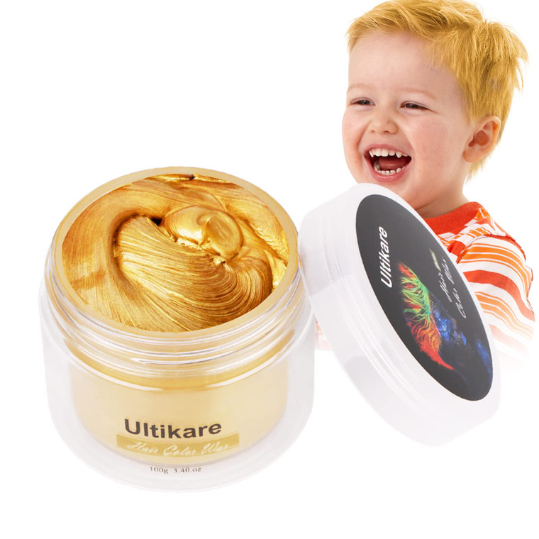 Hair Wax Color Blonde, Ultikare Blonde Hair Dye Temporary for Color Treated Hair Natural Styling Instant kids Mud Cream Gel 3.4 Fl Oz Girl Gifts, Par
