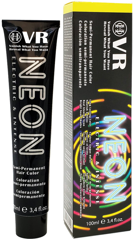 VR Semi-Permanent Neon Hair Color, Bleach Level "9", Nourish & Shine Treatment, Real Glowing Neon Effect under UV Light, Vegan and Cruelty-Free, (3.4